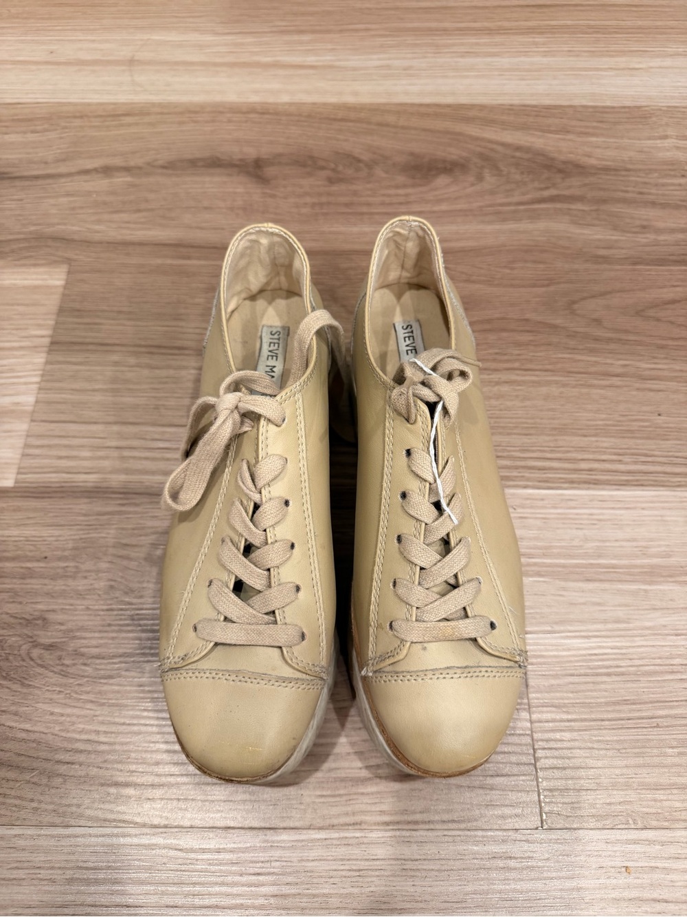 Steve Madden Taupe Leather Lace-Up Sneakers